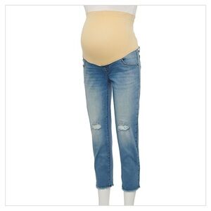 a:glow Maternity Girlfriend Capri Crop Jeans Medium Wash Denim Size Medium NWT